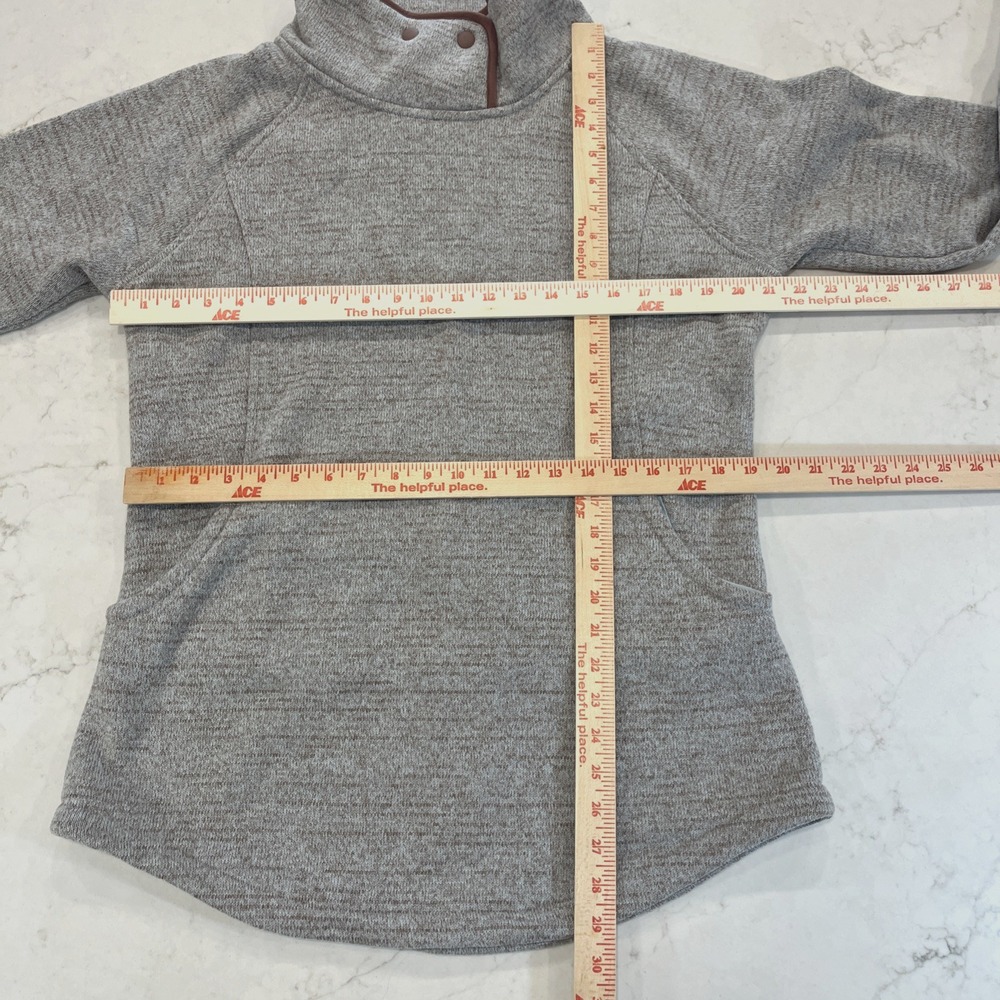 prAna Tri Thermal Pullover Fleece Tunic Sweatshirt Womens XL Blue Brown Moc Neck - Picture 9 of 13